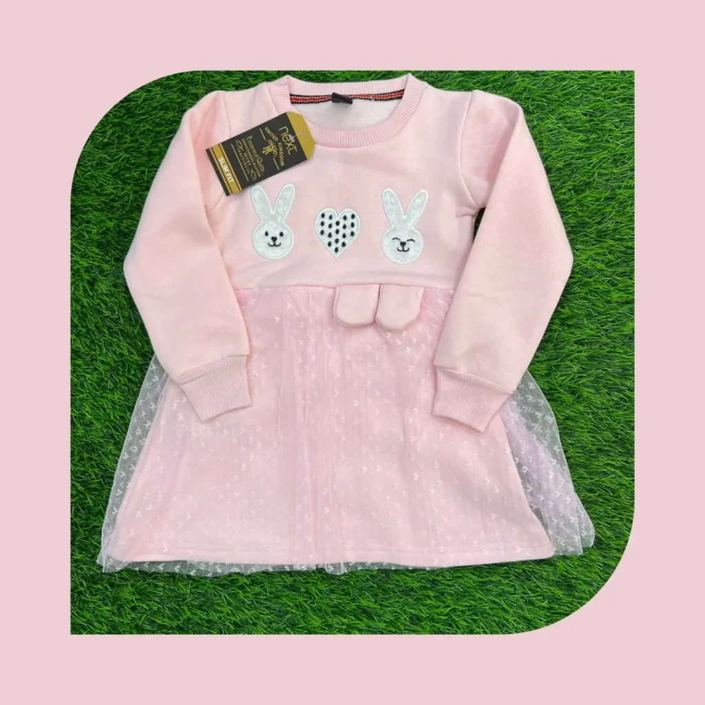 Stylish sweat mesh frock for baby girls, ages 2-8, soft, breathable, and perfect for any occasion