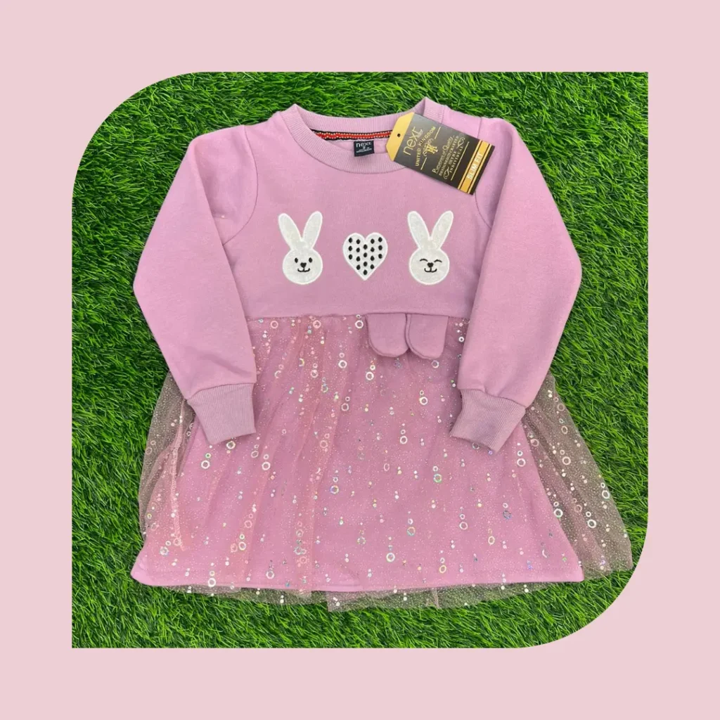 Stylish sweat mesh frock for baby girls, ages 2-8, soft, breathable, and perfect for any occasion